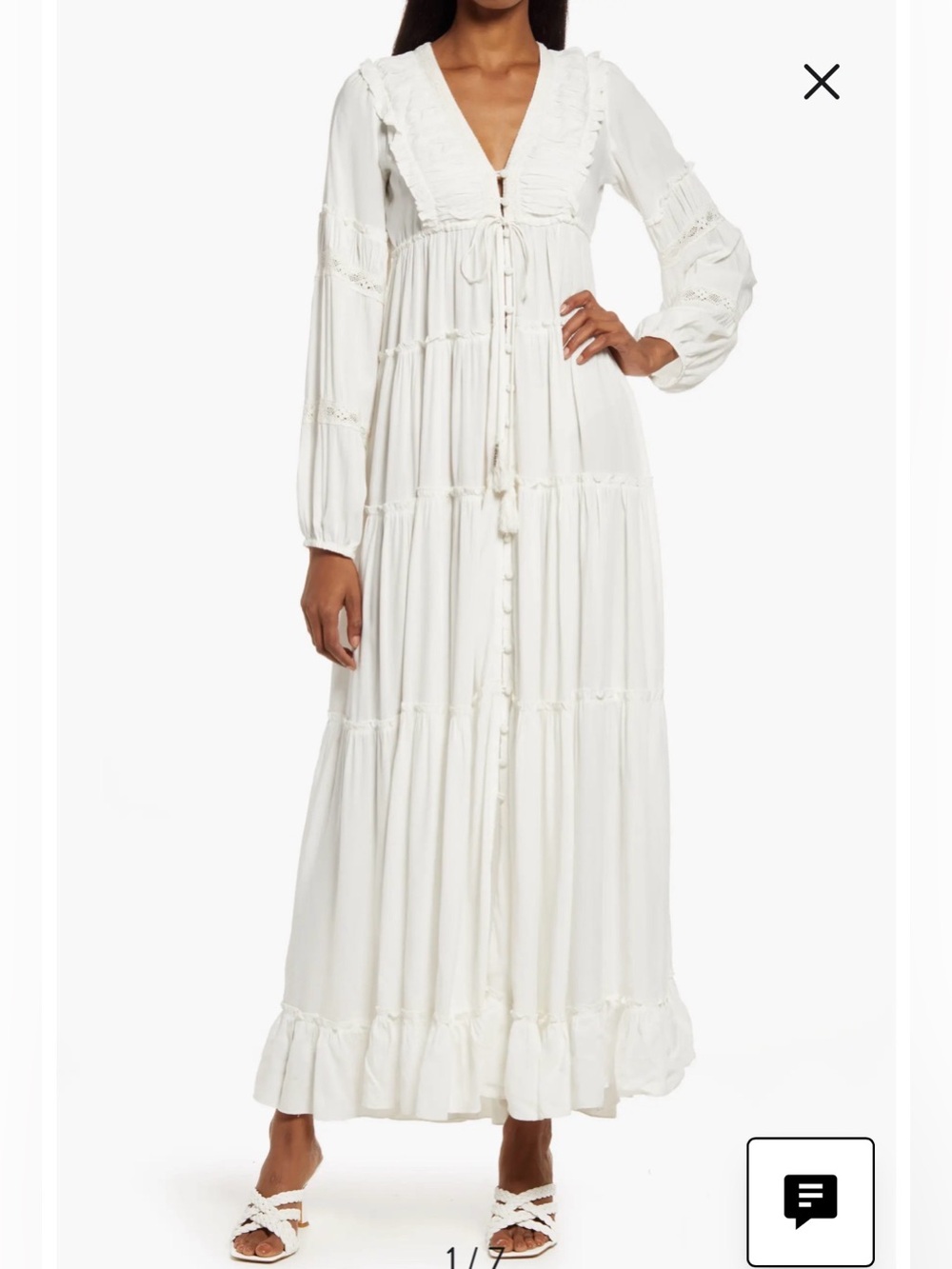 Area Stars Ali Tassel Tie Long Sleeve Maxi Dress